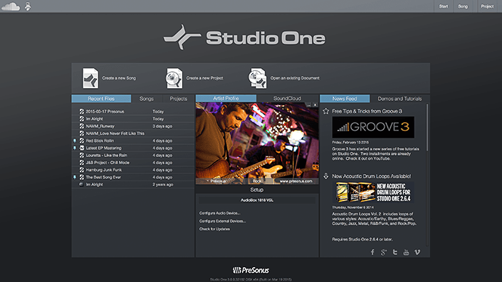 studio one start page - معرفی برنامه آهنگ سازی Studio One
